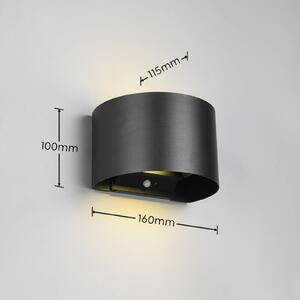 Nabíjecí venkovní nástěnná lampa LED Talent, černá, šířka 16 cm Senzor