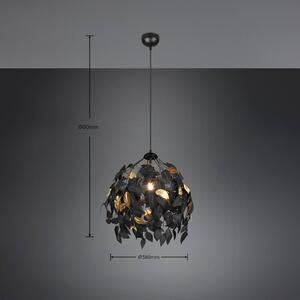 Závěsná lampa Leavy, černá/zlatá, Ø 38 cm, plast