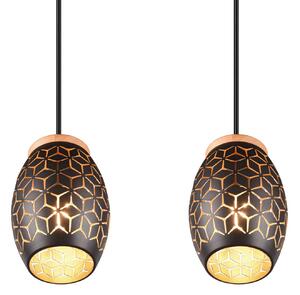 Závěsná lampa Bidar, délka 71 cm, černo-zlatá, 3 světla, kovová