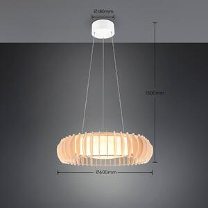 Závěsná lampa Monte LED, Ø 60 cm, světlé dřevo, dřevo, CCT