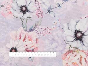 Biante Dekorační běhoun na stůl PML-068 Růžové květy na šedofialovém 20x120 cm