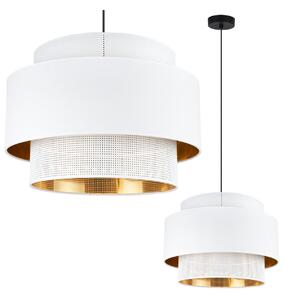 Závěsné svítidlo Asti, 1x PVC/bílé textilní stínítko, (fi 45cm), g/c, b