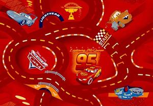 Vopi | Dětský koberec The World of Cars 10 - 100 x 100 cm kruh, červená