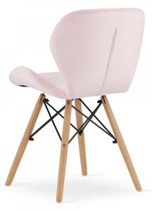 SUPPLIES LAGO Skandinávská sametová jídelní židle - růžová barva
