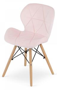 SUPPLIES LAGO Skandinávská sametová jídelní židle - růžová barva