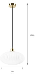 Lustr na lanku HARMA 1xE27/15W/230V pr. 30 cm bílá/zlatá