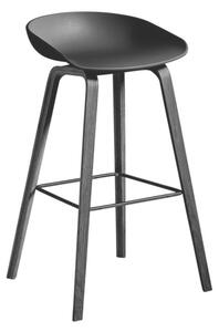HAY Barová stolička AAS 32 High Black Lacquered Oak Veneer, black