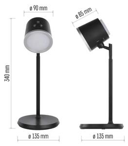 LED Stmívatelná nabíjecí stolní lampa 4v1 LED/6W/3,7V 3000K/4000K/6500K černá