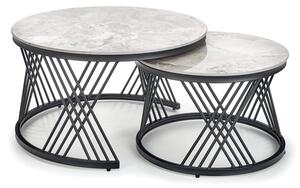 Konferenční stolek FLOMANGU šedý mramor/černá