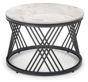 Konferenční stolek FLOMANGU šedý mramor/černá, set 2 ks