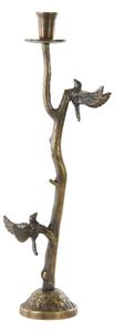 Bronzový antik kovový svícen s ptáčky Bird antique - 18*10*50 cm