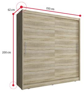 Šatní skříň WHITNEY 150, dub sonoma, 60x150x200 cm