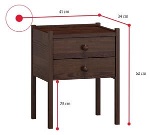 Noční stolek z masivu CATE, 52x41x34 cm, ořech-lak