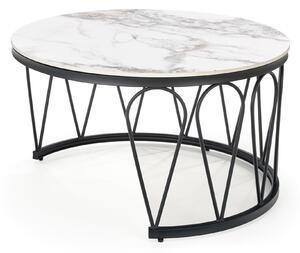 Konferenční stolek FURMUSO bílý mramor/černá, sada 2 ks