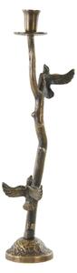 Bronzový antik kovový svícen s ptáčky Bird antique - 18*10*50 cm