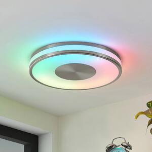 Lindby Fjella stropní světlo RGB- změna barvy, stmívatelný, Hliník / šedá / zinek, Obývací pokoj / jídelna, kov, Moderní