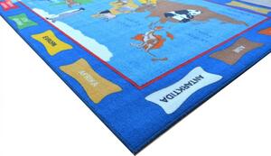 Vopi | Dětský koberec Mapa zvířat - Mapa zvířat 90x150 cm, modrý