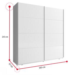 Posuvná šatní skříň CARLA I, 180x215x57, bílá/černá mat