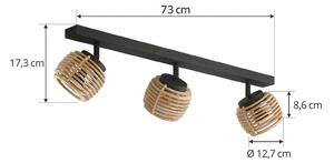 Stropní svítidlo Lindby Ediz, 3 světla, GU10, dřevo, délka 73 cm