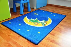 Vopi | Dětský koberec Tabaluga na měsíci - 80x120 cm, žlutý/zelený/modrý