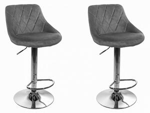Barové židle KAST 2ks - šedý samet