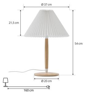 Stolní lampa Lucande Ellorin, bílá, dřevo, Ø 37 cm, E27