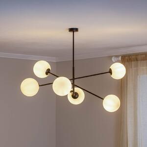 EMIBIG LIGHTING Stropní světlo Linear, černé/opálové, šestilamové, stmívatelný, Černá, Obývací pokoj / jídelna, kov, Moderní, Koule