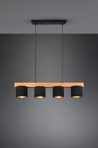 Trio R30654002 závěsné stropní svítidlo Cameron 4x28W | E14 - nastavitelná výška, dřevo, černá