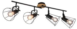 Trio R80614032 nástěnné či stropní bodové svítidlo Jaipur 4x60W | E27 - nastavitelné, dřevo, černá