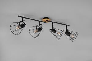 Trio R80614032 nástěnné či stropní bodové svítidlo Jaipur 4x60W | E27 - nastavitelné, dřevo, černá