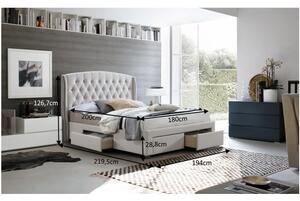 Manželská čalouněná postel s roštem a úložným prostorem 180x200 krémová TK3127