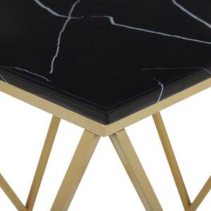 Odkládací stolek MALIBU černý a zlatý mramorový efekt
