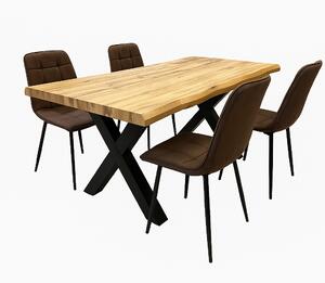 Vikio Jídelní set pro 4 osoby 140x90 cm dub-hnědá samet VJS214-4H-S