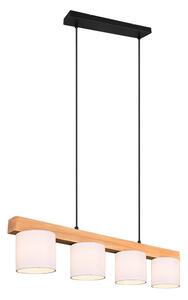 Trio R30654001 závěsné stropní svítidlo Cameron 4x28W | E14 - nastavitelná výška, černá, bílá, dřevo