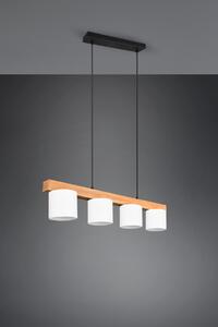 Trio R30654001 závěsné stropní svítidlo Cameron 4x28W | E14 - nastavitelná výška, černá, bílá, dřevo