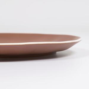 Hnědý porcelánový dezertní talíř Kave Home Rin 21,5 cm