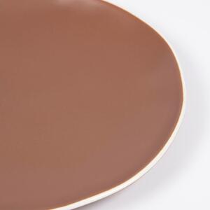 Hnědý porcelánový dezertní talíř Kave Home Rin 21,5 cm
