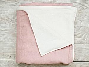 Snový svět Lněná deka s beránkem - růžová Rozměr: 90 x 145 cm