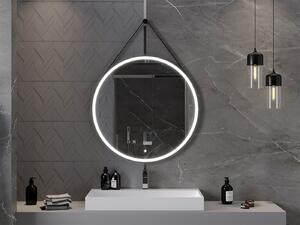 Mexen Reni, LED koupelnové zrcadlo s podsvícením 90x90 cm, 6000K, černý rám, ochrana proti zamlžování, 9812-090-090-611-70