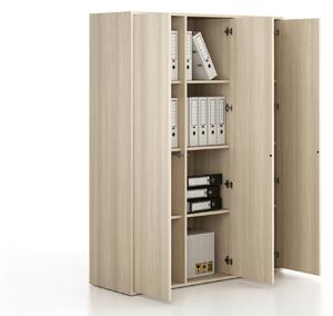 Kancelářská skříň FRAME, 3x dveře, 1299 x 450 x 1735 mm, PUSH-lock, dub přírodní