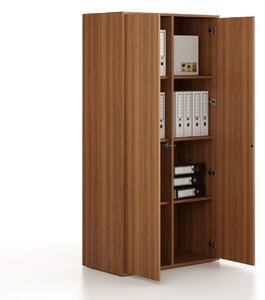 Kancelářská skříň FRAME, 2x dveře, 872 x 450 x 1735 mm, PUSH-lock, ořech
