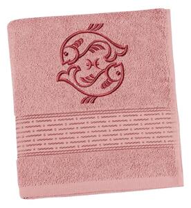 BELLATEX Froté ručník proužek s výšivkou znamení zvěrokruhu Burgundy 50x100 cm