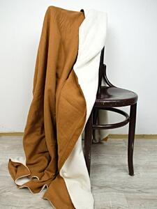 Snový svět Lněná deka s beránkem - skořicová Rozměr: 90 x 145 cm