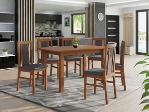 Rozkládací stůl se 6 židlemi - AL65, Barva dřeva: ořech, Potah: Kronos 7 Mirjan24 5903211245305