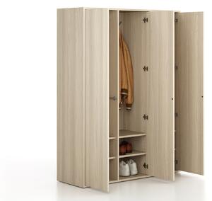 Šatní skříň FRAME, 3 oddíly, 1299 x 450 x 1735 mm, PUSH-lock, dub přírodní