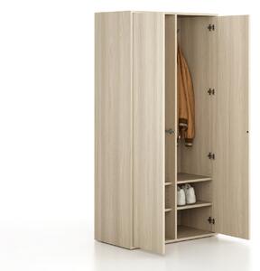 Šatní skříň FRAME, 2 oddíly, 872 x 450 x 1735 mm, PUSH-lock, dub přírodní