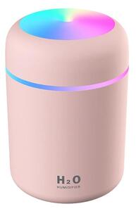 HJ Přenosný zvlhčovač vzduchu H2O, 300 ml, Aroma difuzér, Mini USB Barva: růžová / Pink