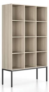 Regál FRAME, s černou podnoží, 1299 x 450 x 2185 mm, dub přírodní
