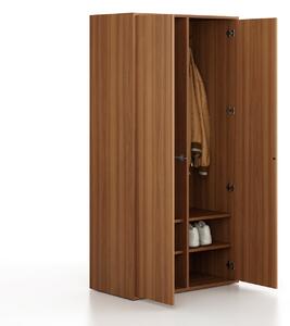 Šatní skříň FRAME, 2 oddíly, 872 x 450 x 1735 mm, PUSH-lock, ořech