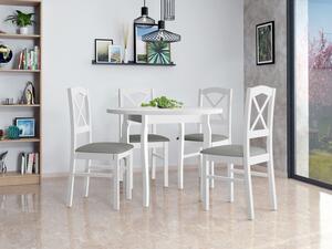 Kulatý stůl se 4 židlemi - AL55, Barva dřeva: bílá, Potah: Kronos 7 Mirjan24 5903211245268